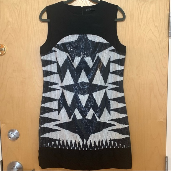 Zara Basic Sequin Multicoloured Mod Shift Dress - Picture 2 of 10